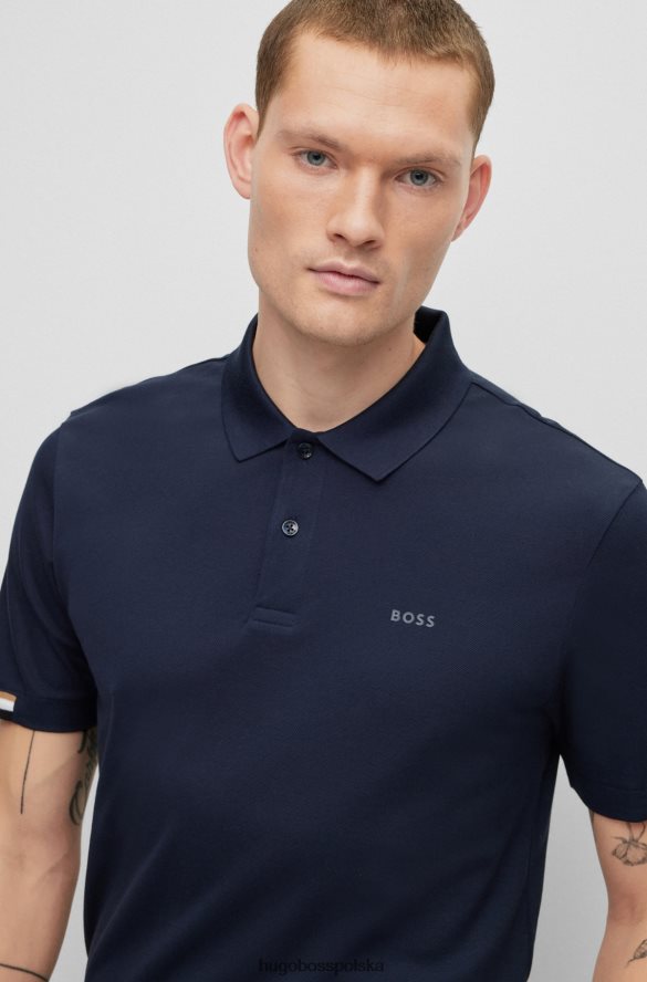 Hugo Boss ciemnoniebieska koszulka polo o dopasowanym kroju z gumowanym logo hugo ciemny niebieski R0X0H62414
