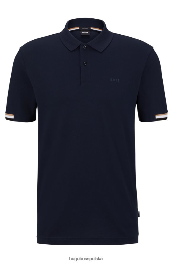 Hugo Boss ciemnoniebieska koszulka polo o dopasowanym kroju z gumowanym logo hugo ciemny niebieski R0X0H62414