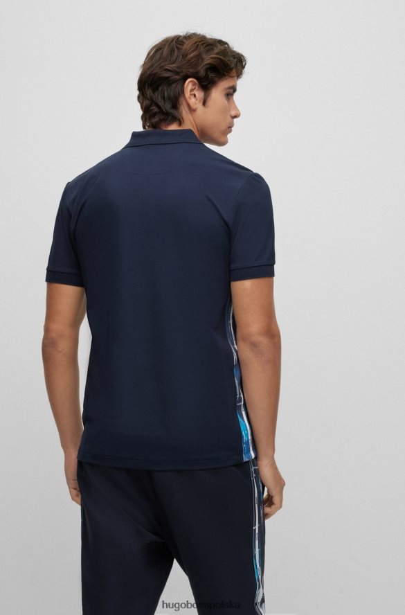 Hugo Boss ciemnoniebieska koszulka polo typu slim-fit z elastycznej bawełny hugo ze wstawkami z taśmy ciemny niebieski R0X0H6913
