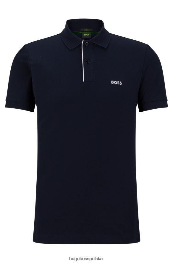 Hugo Boss ciemnoniebieska koszulka polo typu slim-fit z elastycznej bawełny hugo ze wstawkami z taśmy ciemny niebieski R0X0H6913