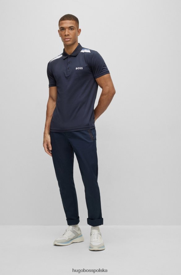 Hugo Boss ciemnoniebieska koszulka polo z aktywnego stretchu i nadrukiem w paski hugo ciemny niebieski R0X0H62045