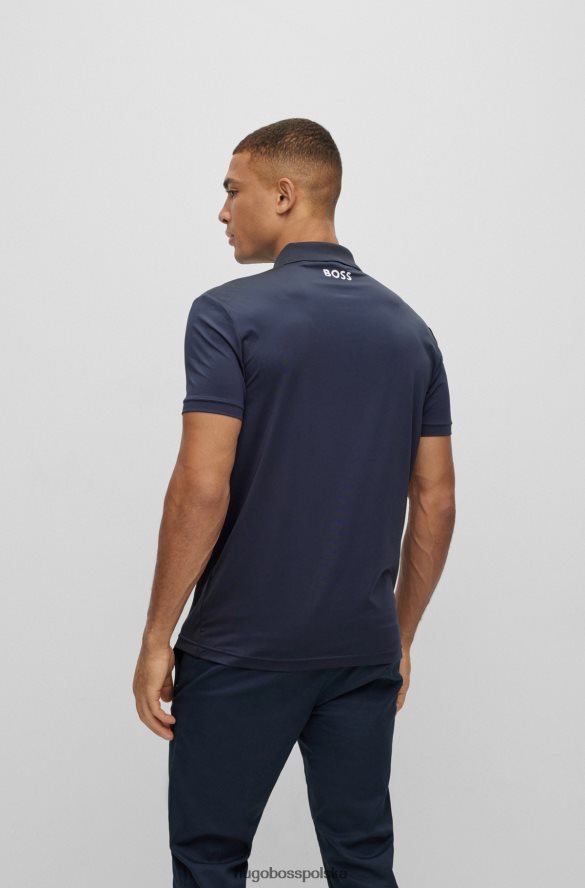 Hugo Boss ciemnoniebieska koszulka polo z aktywnego stretchu i nadrukiem w paski hugo ciemny niebieski R0X0H62045