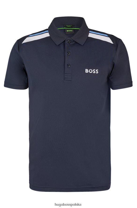 Hugo Boss ciemnoniebieska koszulka polo z aktywnego stretchu i nadrukiem w paski hugo ciemny niebieski R0X0H62045
