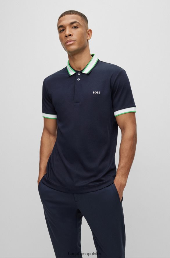 Hugo Boss ciemnoniebieska koszulka polo z bawełny interlock, slim-fit, z haftowanym logo hugo ciemny niebieski R0X0H61909