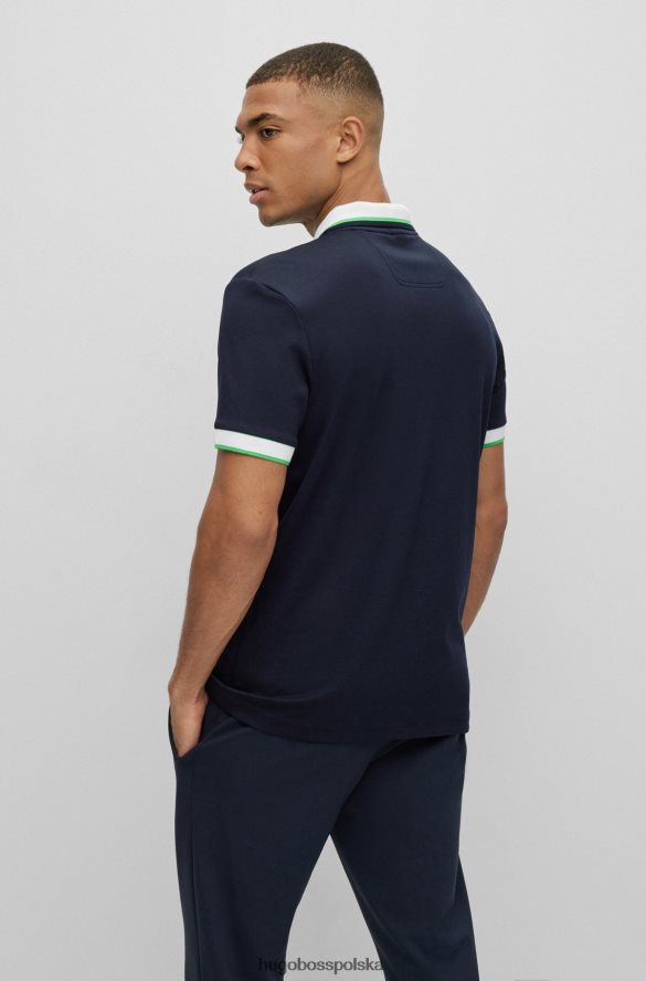 Hugo Boss ciemnoniebieska koszulka polo z bawełny interlock, slim-fit, z haftowanym logo hugo ciemny niebieski R0X0H61909