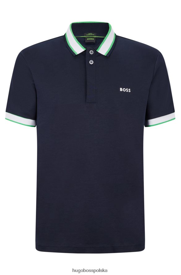 Hugo Boss ciemnoniebieska koszulka polo z bawełny interlock, slim-fit, z haftowanym logo hugo ciemny niebieski R0X0H61909