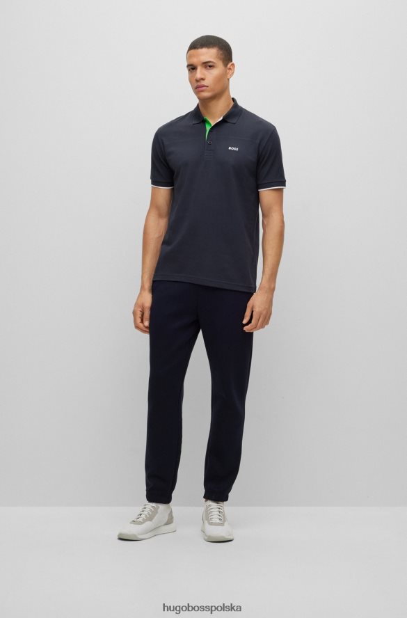 Hugo Boss ciemnoniebieska koszulka polo z bawełny organicznej z wyszytym logo na kołnierzyku hugo ciemny niebieski R0X0H61380