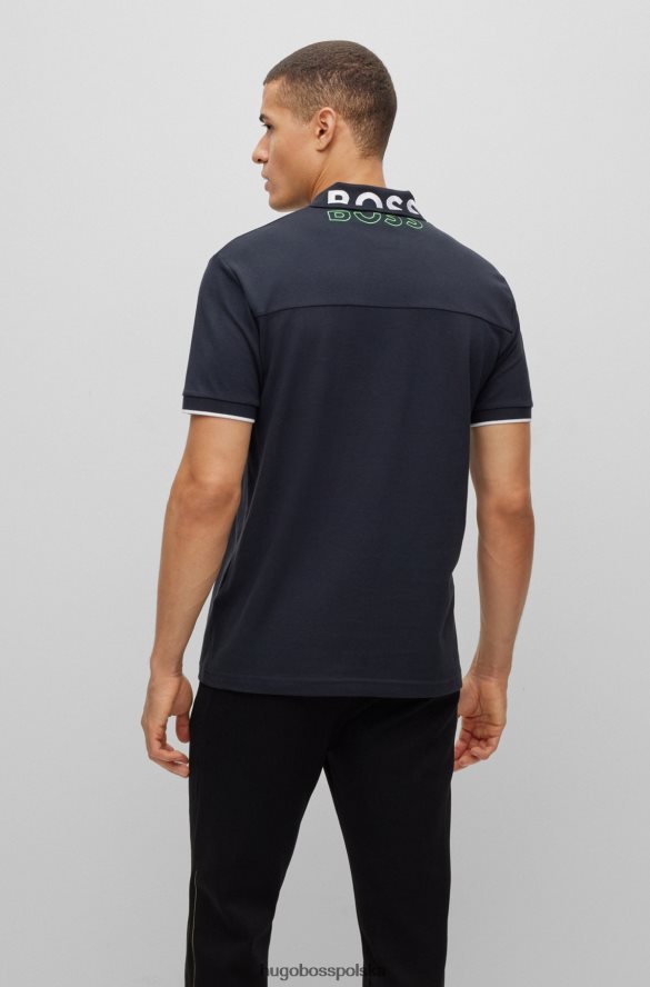 Hugo Boss ciemnoniebieska koszulka polo z bawełny organicznej z wyszytym logo na kołnierzyku hugo ciemny niebieski R0X0H61380