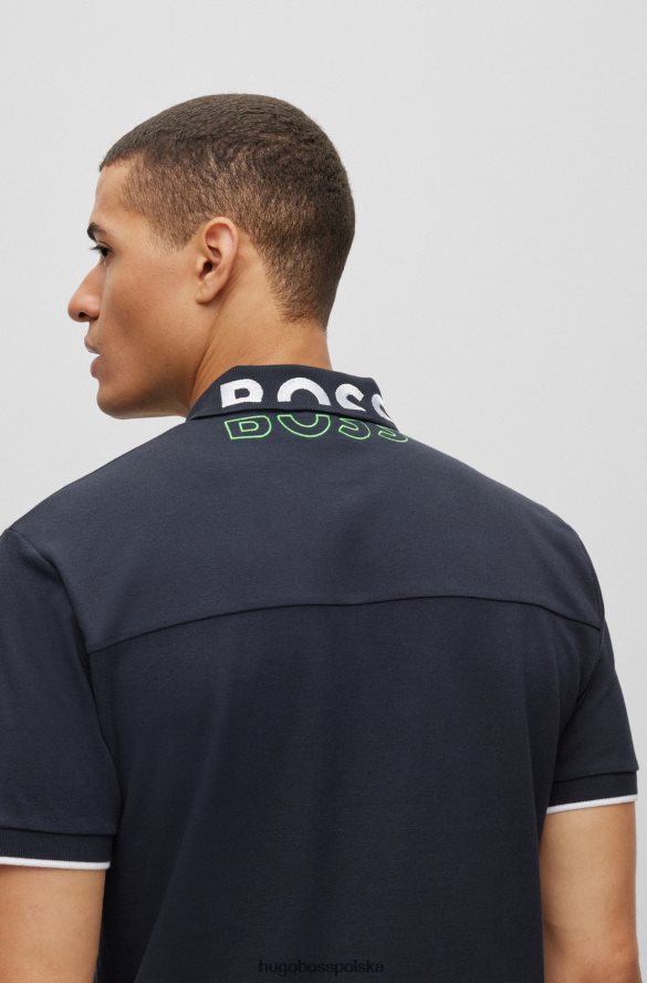 Hugo Boss ciemnoniebieska koszulka polo z bawełny organicznej z wyszytym logo na kołnierzyku hugo ciemny niebieski R0X0H61380