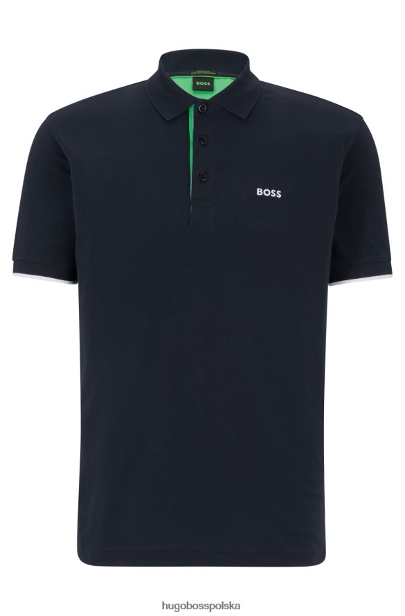 Hugo Boss ciemnoniebieska koszulka polo z bawełny organicznej z wyszytym logo na kołnierzyku hugo ciemny niebieski R0X0H61380