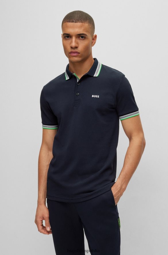 Hugo Boss ciemnoniebieska koszulka polo z bawełny organicznej z zakrzywionym logo hugo ciemny niebieski R0X0H61206