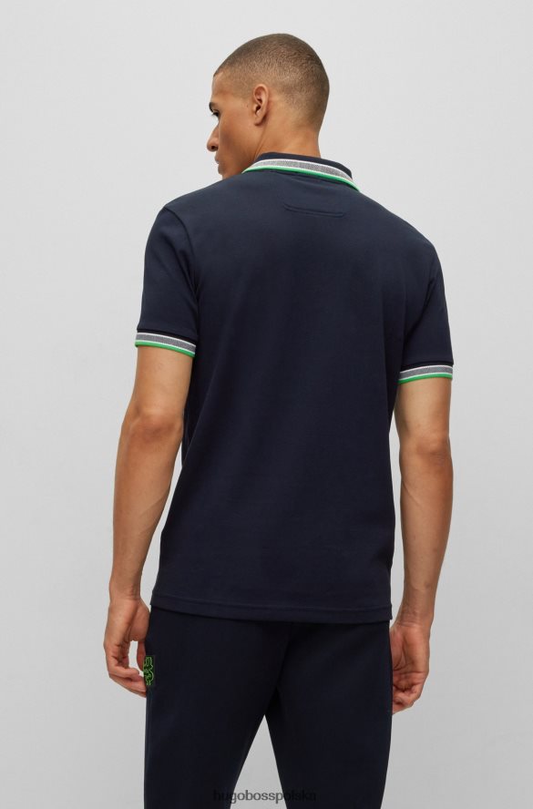 Hugo Boss ciemnoniebieska koszulka polo z bawełny organicznej z zakrzywionym logo hugo ciemny niebieski R0X0H61206