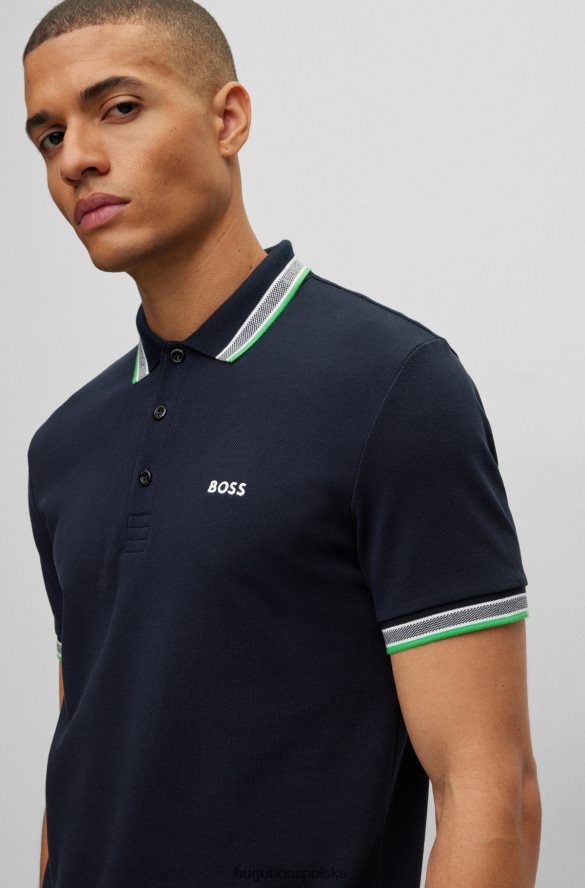 Hugo Boss ciemnoniebieska koszulka polo z bawełny organicznej z zakrzywionym logo hugo ciemny niebieski R0X0H61206