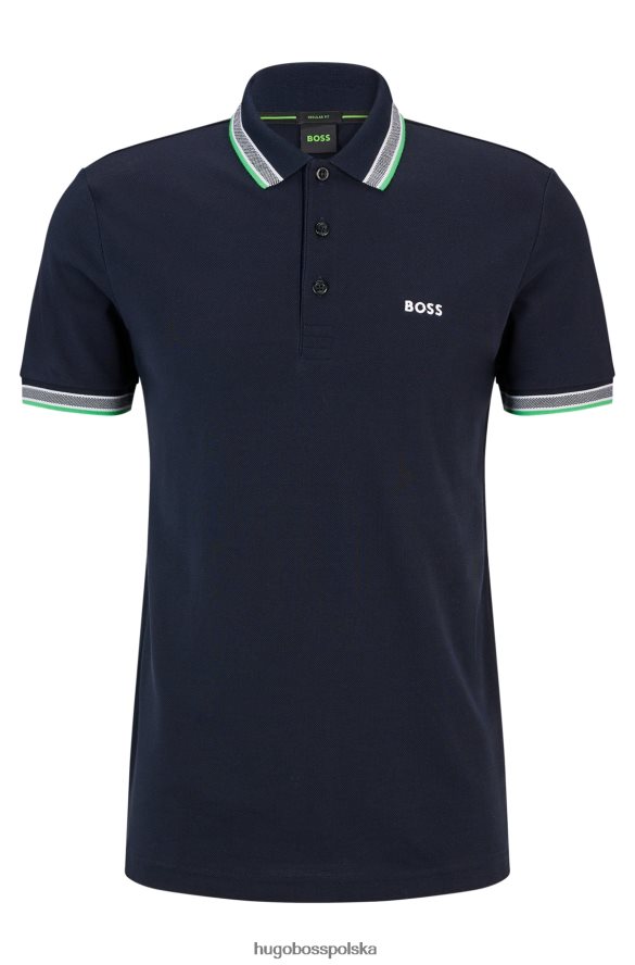 Hugo Boss ciemnoniebieska koszulka polo z bawełny organicznej z zakrzywionym logo hugo ciemny niebieski R0X0H61206