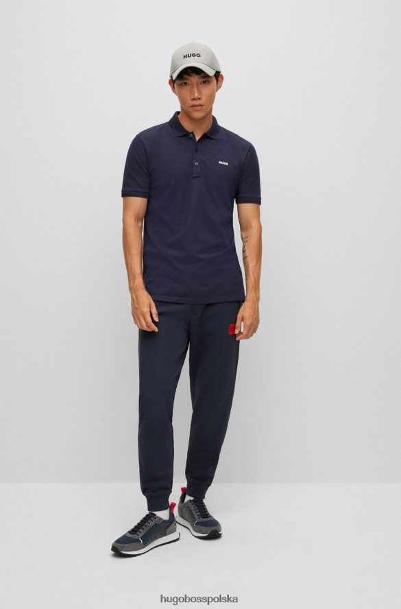 Hugo Boss ciemnoniebieska koszulka polo z elastycznej bawełny z kontrastowym logo hugo ciemny niebieski R0X0H63602
