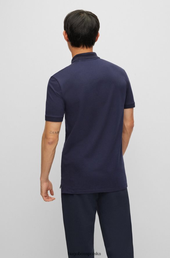 Hugo Boss ciemnoniebieska koszulka polo z elastycznej bawełny z kontrastowym logo hugo ciemny niebieski R0X0H63602