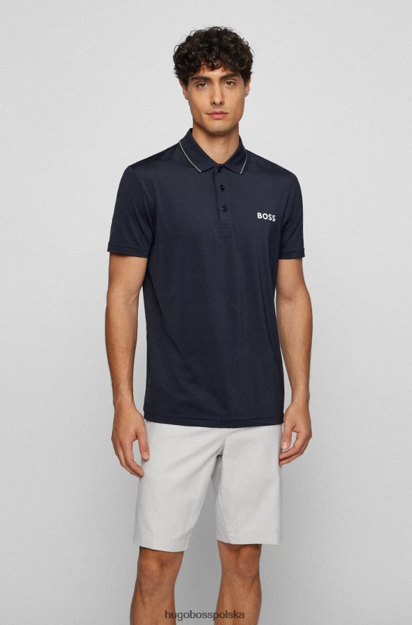 Hugo Boss ciemnoniebieska koszulka polo z logo, wykonana z elastycznego dżerseju hugo ciemny niebieski R0X0H63149