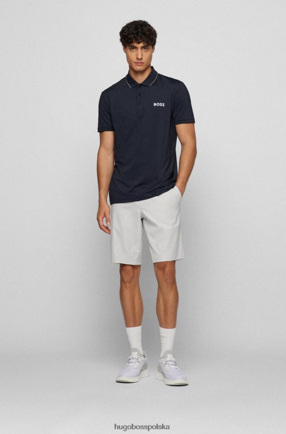 Hugo Boss ciemnoniebieska koszulka polo z logo, wykonana z elastycznego dżerseju hugo ciemny niebieski R0X0H63149