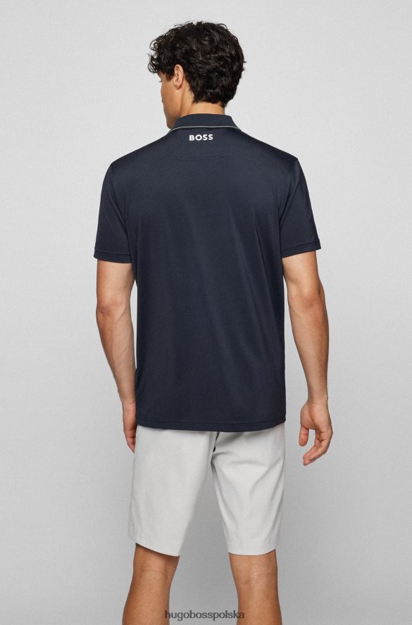 Hugo Boss ciemnoniebieska koszulka polo z logo, wykonana z elastycznego dżerseju hugo ciemny niebieski R0X0H63149