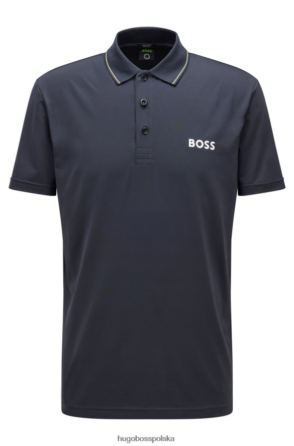 Hugo Boss ciemnoniebieska koszulka polo z logo, wykonana z elastycznego dżerseju hugo ciemny niebieski R0X0H63149