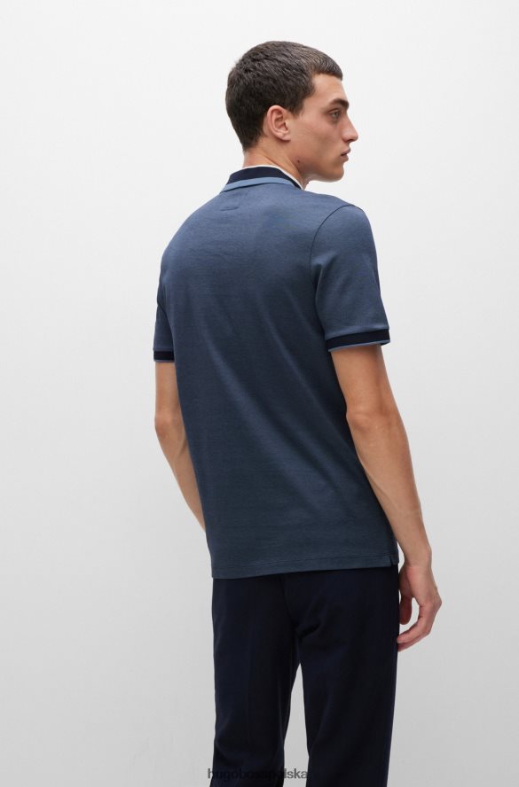 Hugo Boss ciemnoniebieska koszulka polo z merceryzowanej bawełny z kołnierzykiem w paski hugo ciemny niebieski R0X0H63620