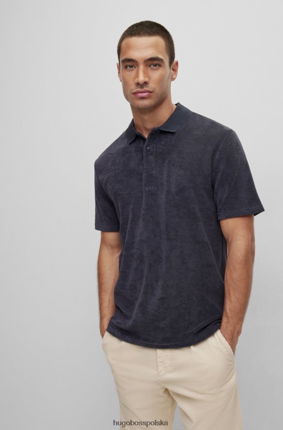 Hugo Boss ciemnoniebieska koszulka polo z mieszanki bawełny z haftowanym logo hugo ciemny niebieski R0X0H63644