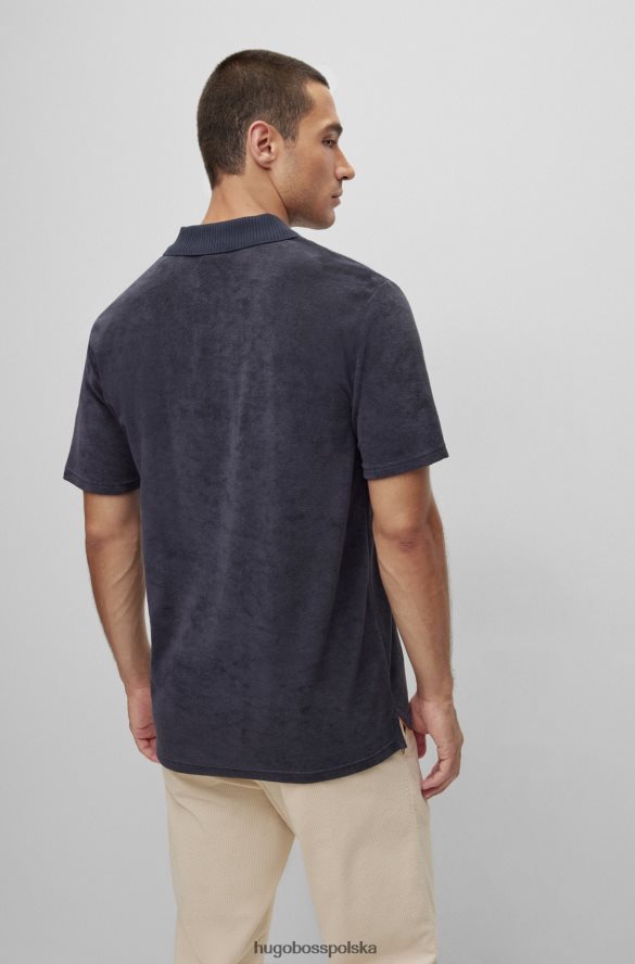 Hugo Boss ciemnoniebieska koszulka polo z mieszanki bawełny z haftowanym logo hugo ciemny niebieski R0X0H63644