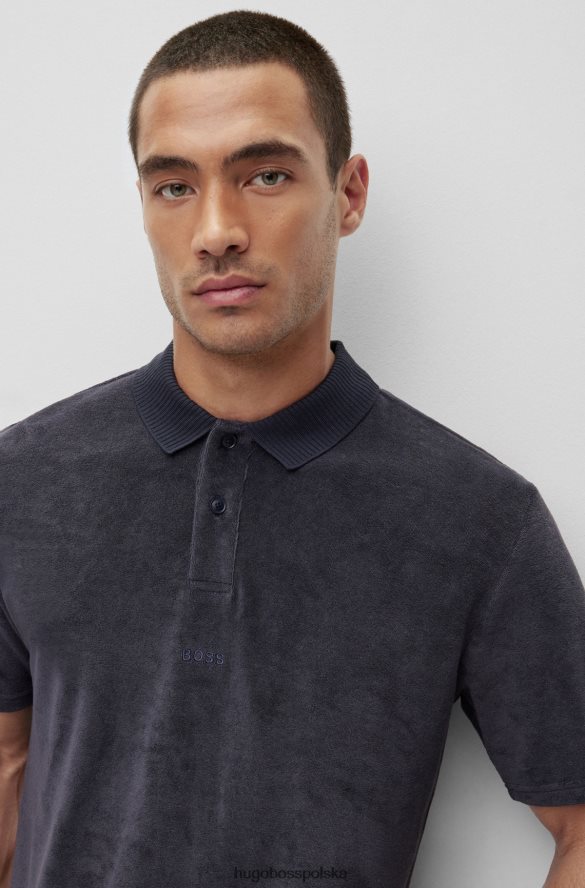 Hugo Boss ciemnoniebieska koszulka polo z mieszanki bawełny z haftowanym logo hugo ciemny niebieski R0X0H63644