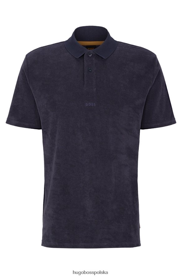Hugo Boss ciemnoniebieska koszulka polo z mieszanki bawełny z haftowanym logo hugo ciemny niebieski R0X0H63644