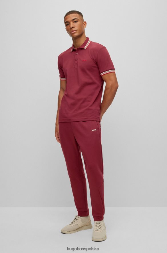 Hugo Boss ciemnoróżowa koszulka polo z bawełny organicznej z zakrzywionym logo hugo ciemno różowy R0X0H61200