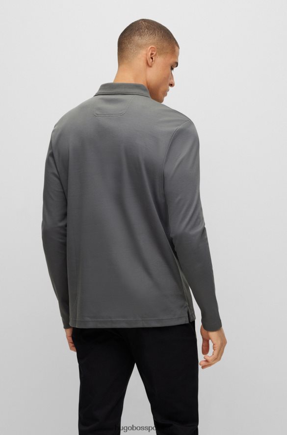 Hugo Boss ciemnoszara, bawełniana koszulka polo typu interlock z tonalnym logo hugo ciemno szary R0X0H61088
