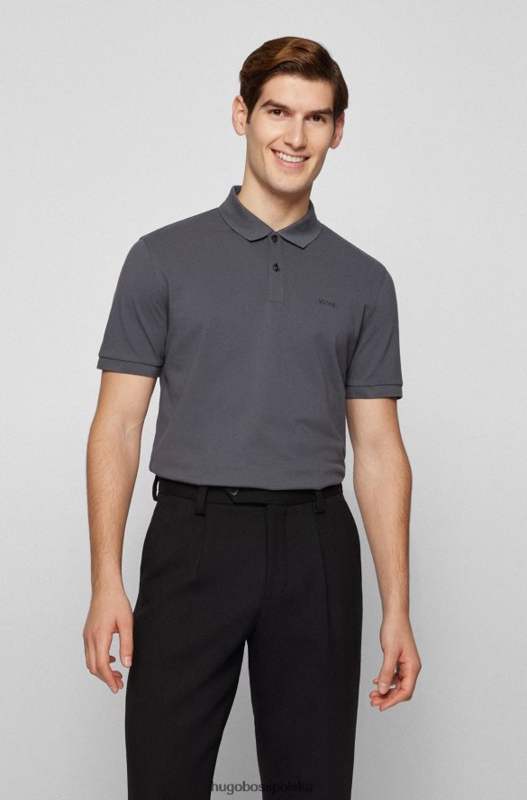 Hugo Boss ciemnoszara koszulka polo z bawełny organicznej z haftowanym logo hugo ciemno szary R0X0H61190