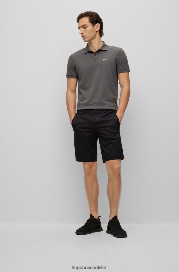 Hugo Boss ciemnoszara koszulka polo z bawełny organicznej z kontrastowym logo hugo ciemno szary R0X0H61160
