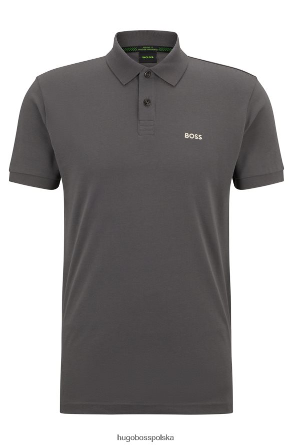 Hugo Boss ciemnoszara koszulka polo z bawełny organicznej z kontrastowym logo hugo ciemno szary R0X0H61160