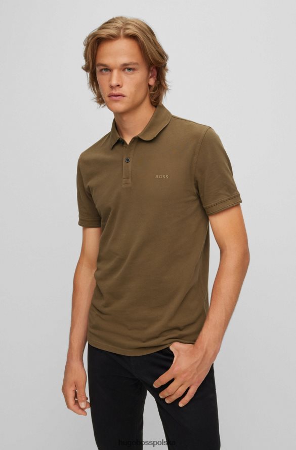 Hugo Boss ciemnozielona koszulka polo o dopasowanym kroju z bawełnianej piqu¨¦ hugo ciemnozielony R0X0H61711