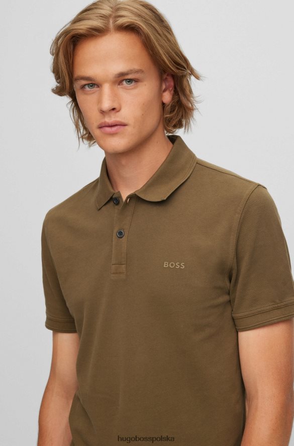 Hugo Boss ciemnozielona koszulka polo o dopasowanym kroju z bawełnianej piqu¨¦ hugo ciemnozielony R0X0H61711