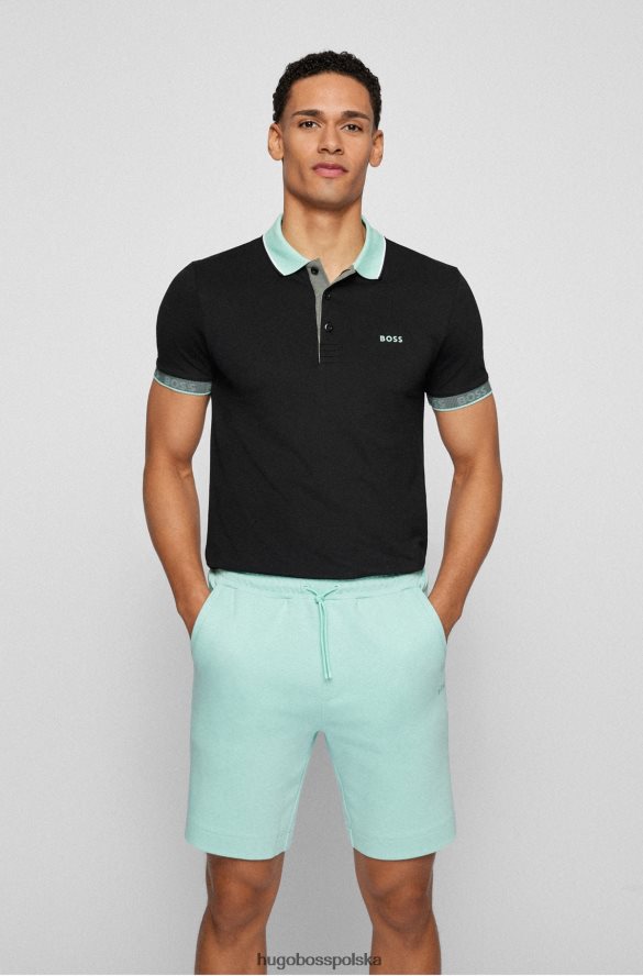 Hugo Boss czarna, dopasowana koszulka polo z detalami z logo hugo czarny R0X0H61771