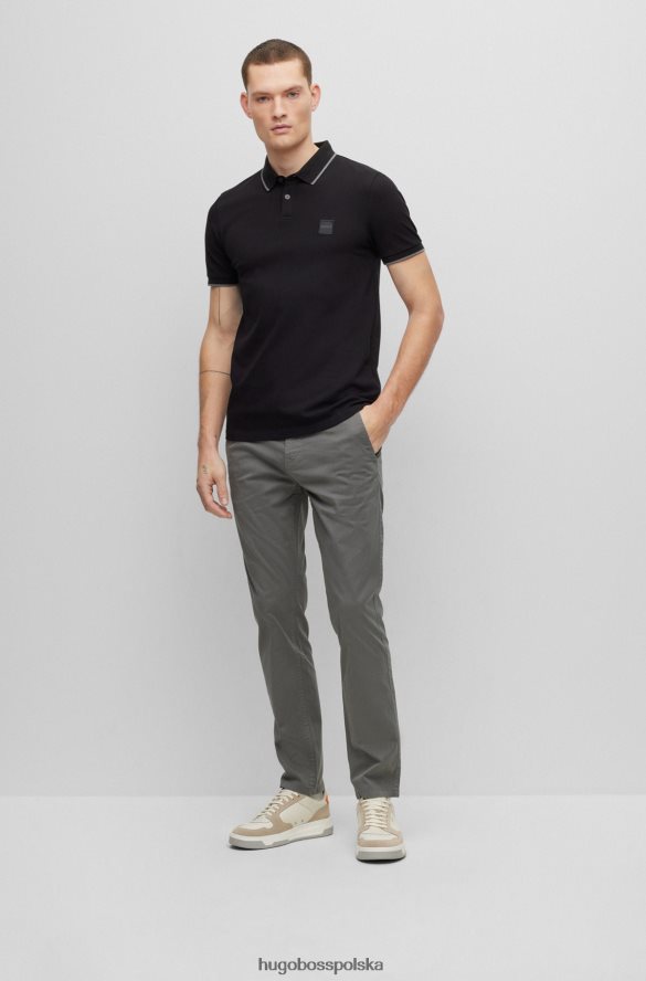 Hugo Boss czarna, dopasowana koszulka polo z elastycznej bawełny, z naszywką z logo hugo czarny R0X0H62890