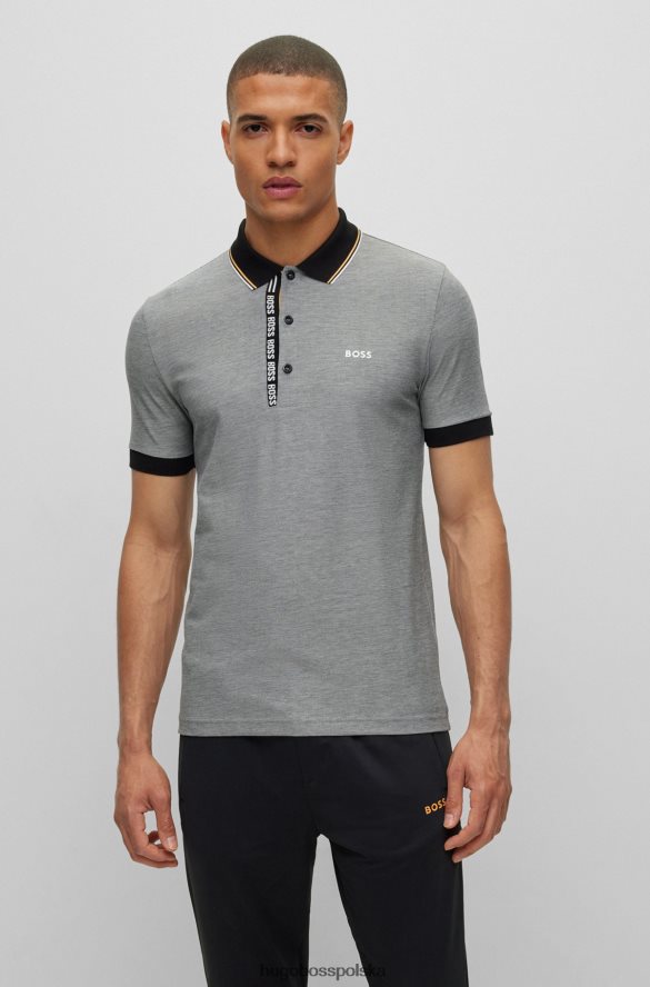 Hugo Boss czarna, dopasowana koszulka polo z markową plisą hugo czarny R0X0H61058