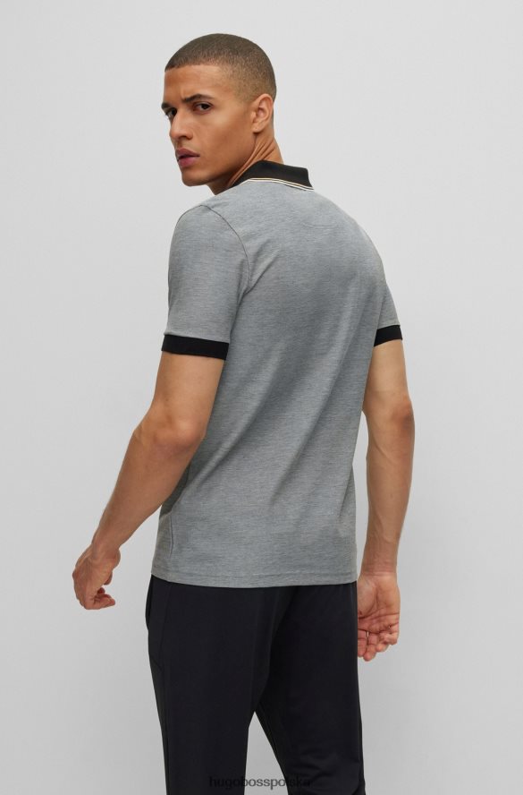 Hugo Boss czarna, dopasowana koszulka polo z markową plisą hugo czarny R0X0H61058