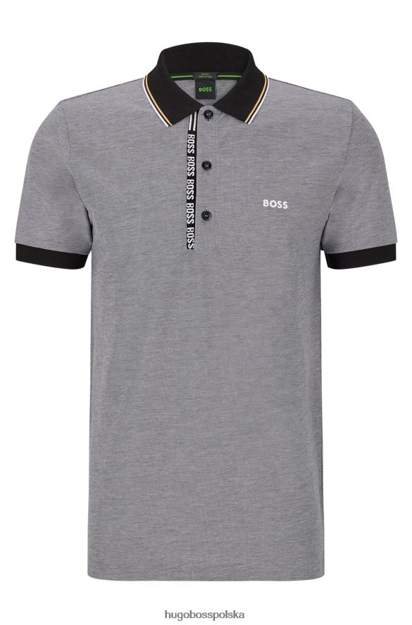 Hugo Boss czarna, dopasowana koszulka polo z markową plisą hugo czarny R0X0H61058
