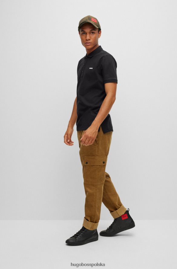 Hugo Boss czarna koszulka polo Hugo z elastycznej bawełny z kontrastowym logo czarny R0X0H63604