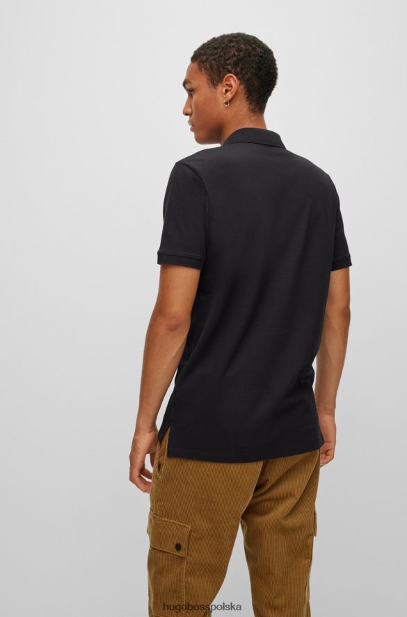 Hugo Boss czarna koszulka polo Hugo z elastycznej bawełny z kontrastowym logo czarny R0X0H63604
