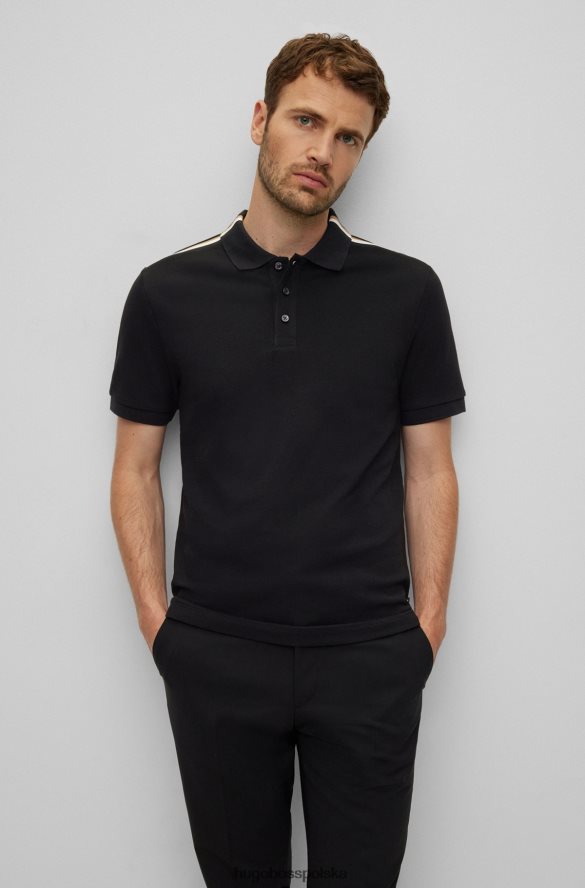 Hugo Boss czarna koszulka polo hugo z bawełny piqu¦ z charakterystycznym paskiem czarny R0X0H61635