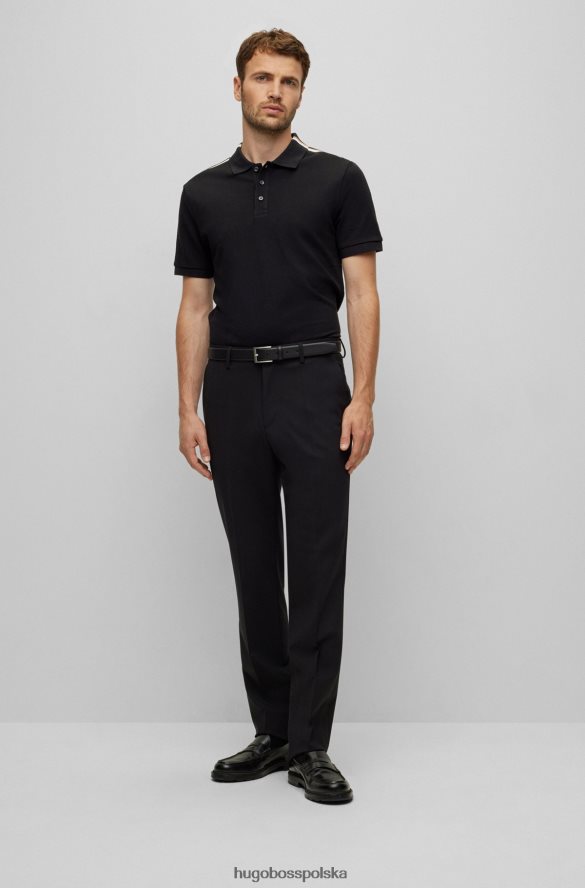 Hugo Boss czarna koszulka polo hugo z bawełny piqu¦ z charakterystycznym paskiem czarny R0X0H61635