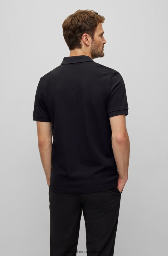 Hugo Boss czarna koszulka polo hugo z bawełny piqu¦ z charakterystycznym paskiem czarny R0X0H61635