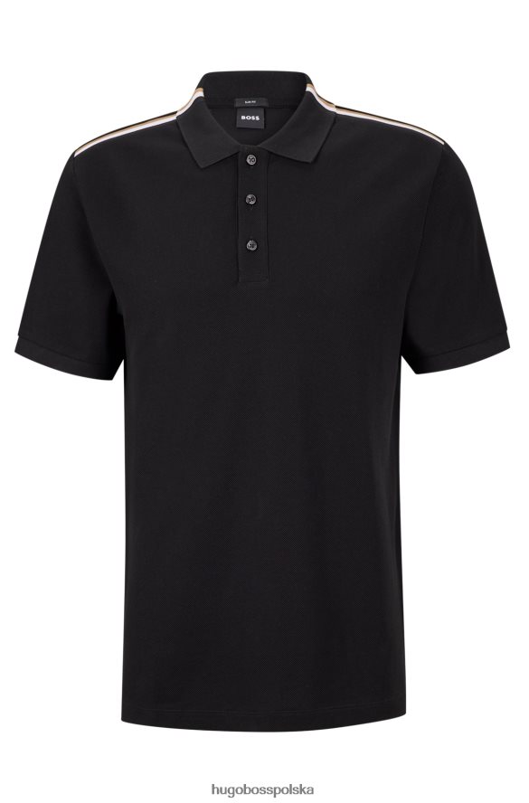 Hugo Boss czarna koszulka polo hugo z bawełny piqu¦ z charakterystycznym paskiem czarny R0X0H61635