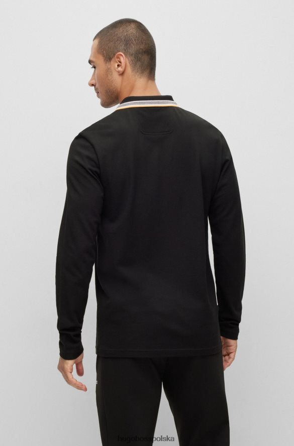 Hugo Boss czarna koszulka polo hugo z bawełny piqu¦ z detalami przy kołnierzyku czarny R0X0H61530