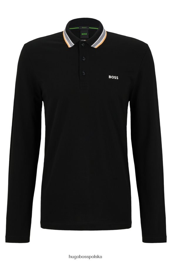 Hugo Boss czarna koszulka polo hugo z bawełny piqu¦ z detalami przy kołnierzyku czarny R0X0H61530