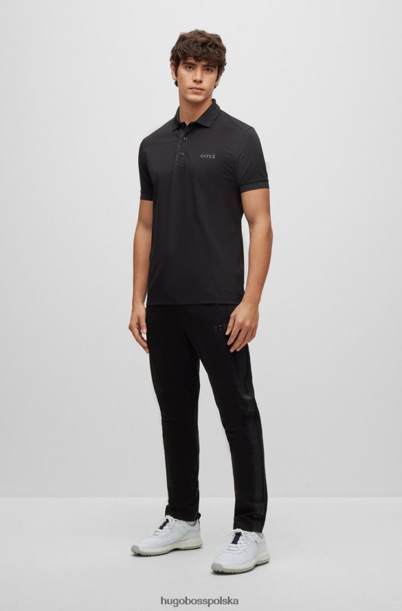 Hugo Boss czarna koszulka polo hugo ze stretchu, bawełny piqu¦ z lamówką z logo czarny R0X0H62440